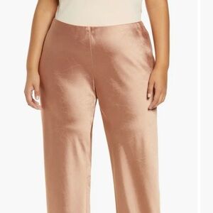 Vince NWT NEW Satin Bias Cut Pants Terra Rose Size 2X Pull On Wide Leg Plus